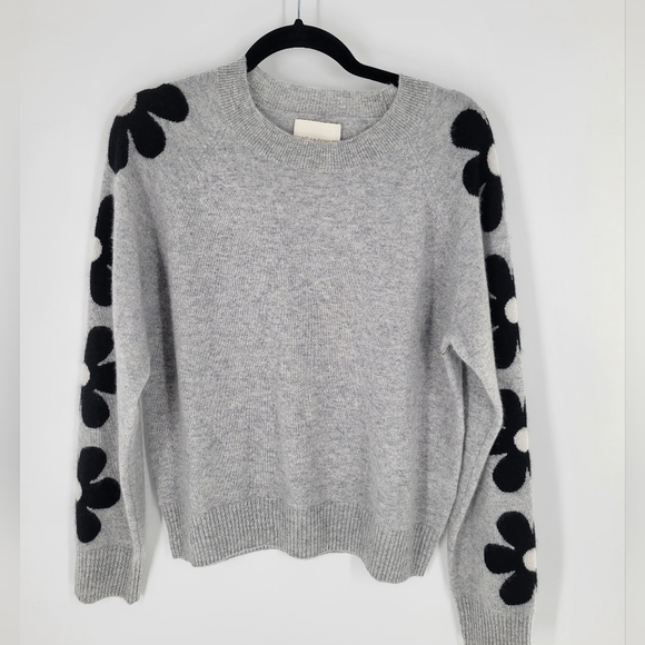 Cynthia Rowley Sweaters - Cynthia Rowley 100% 2-ply Cashmere Floral Grey Sweater Size L New